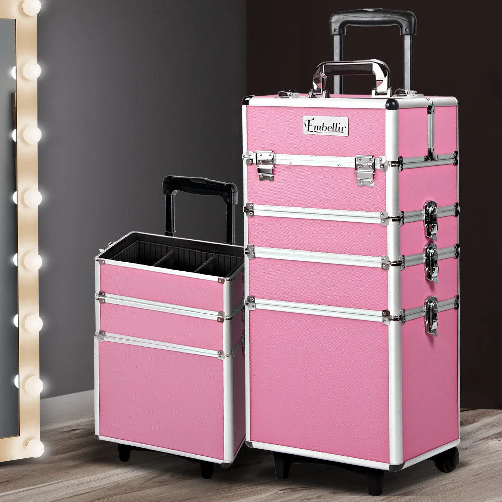 Cosmetic Beauty Makeup Trolley 7-in-1 Portable Pink