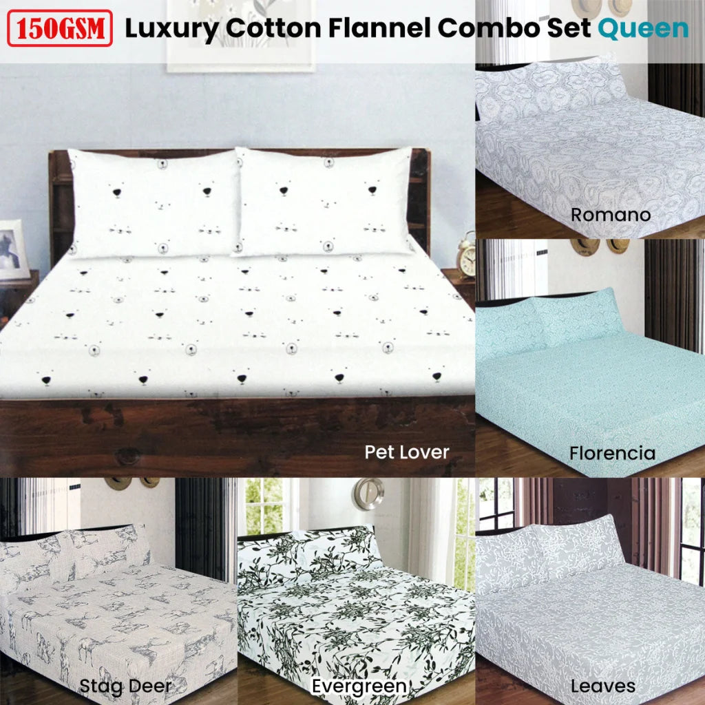 Cotton Flannel Combo Fitted Sheet Set ICF Store - Queen
