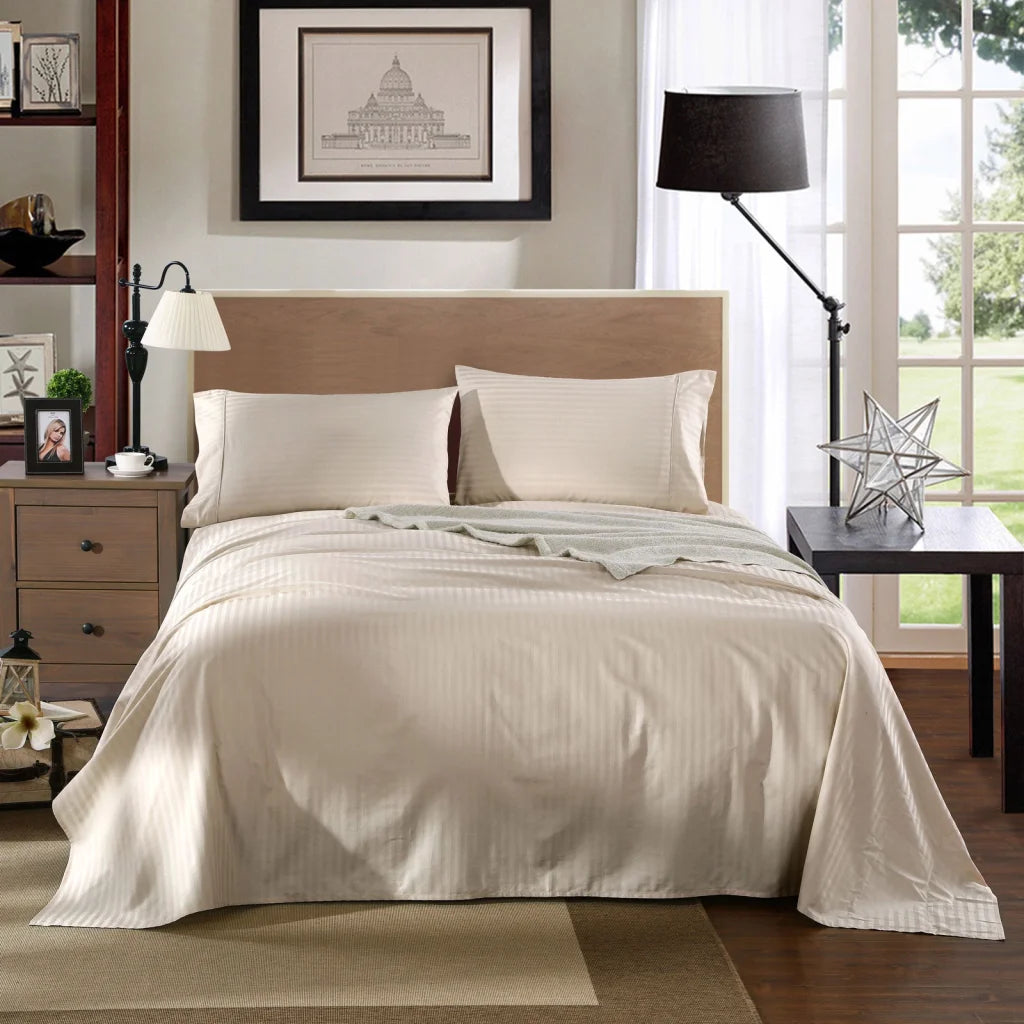 Cotton Sheet Set 1200TC Stripe - King Sand Kensington