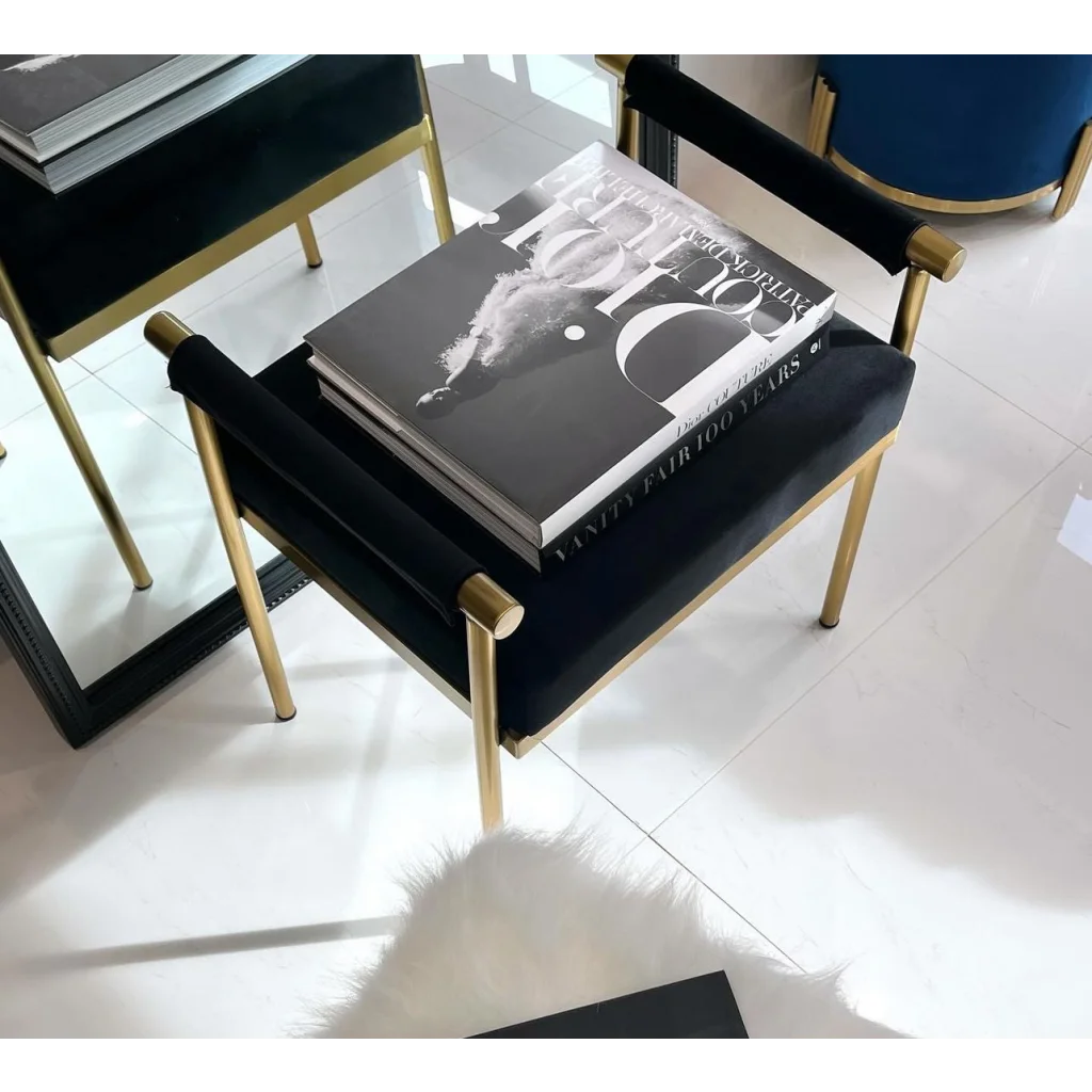 Cuba Velvet Vanity Stool - Black - Furniture