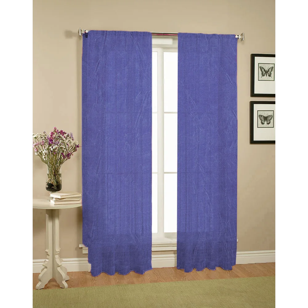Curtains Pair of Crushed Sheer Blue - Home & Garden