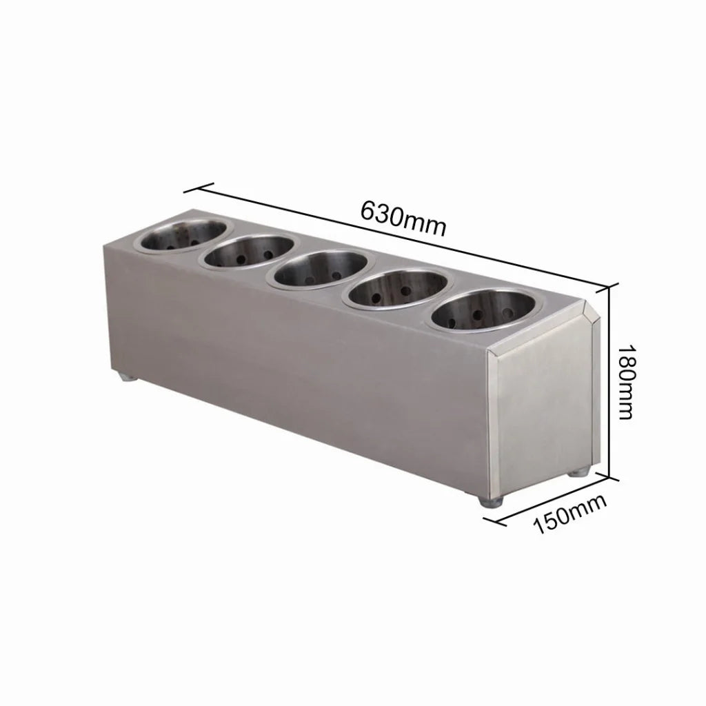 Cutlery Holder Premium 18/10 Stainless Steel Commercial Conical Utensils - 5 Holes