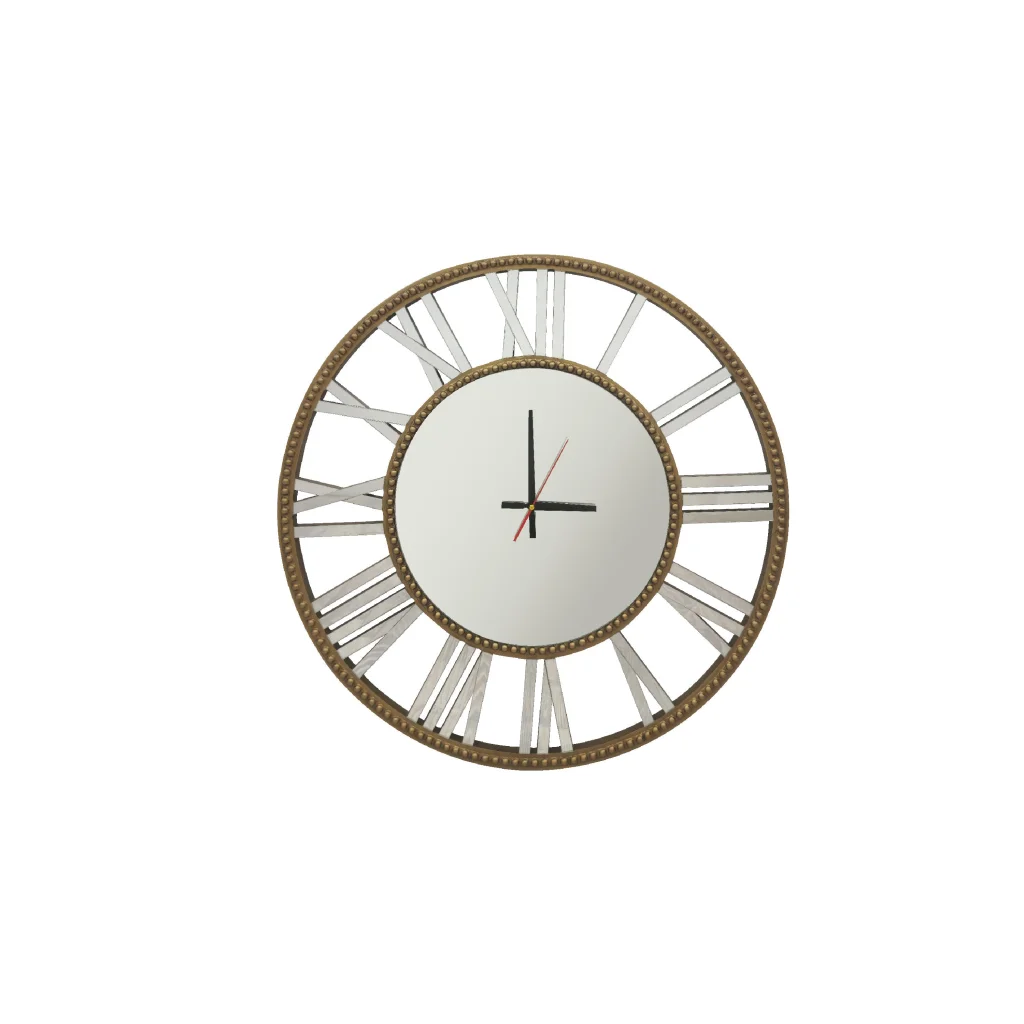 Decorative Beaded Mirrored Clock Gold Beaded - 75cm - Home
