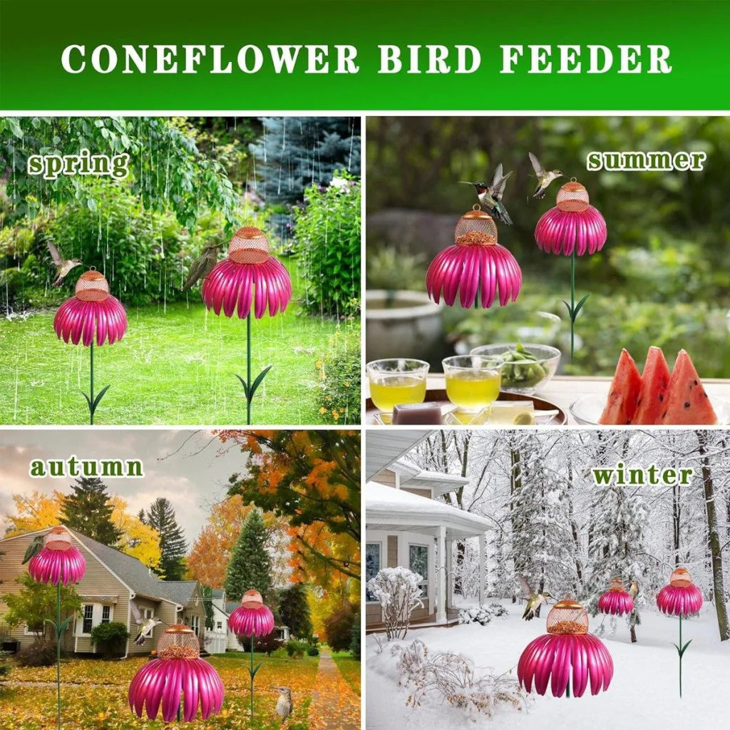 Decorative Metal Flower Garden Bird Feeder Outdoor Hanging