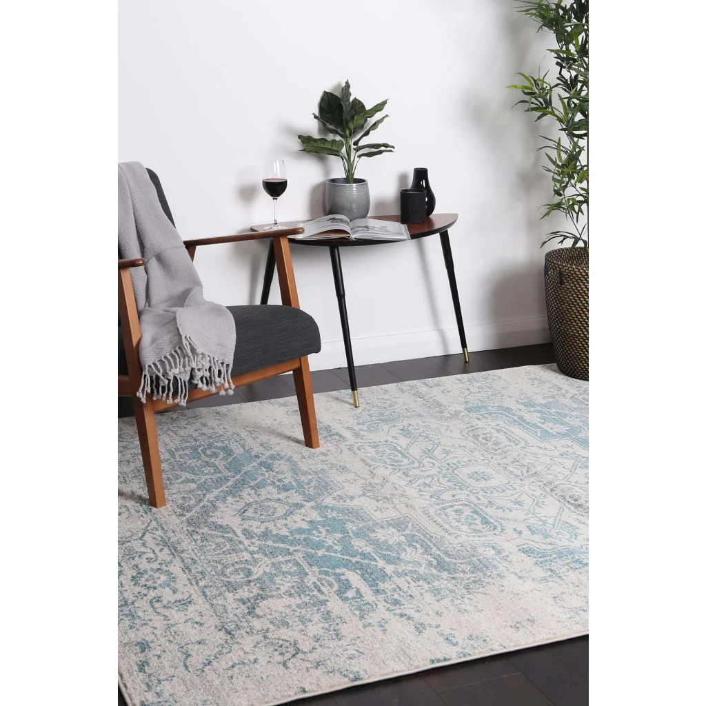 Delicate Audrey Ivory Blue Rug 200x290 - Home & Garden
