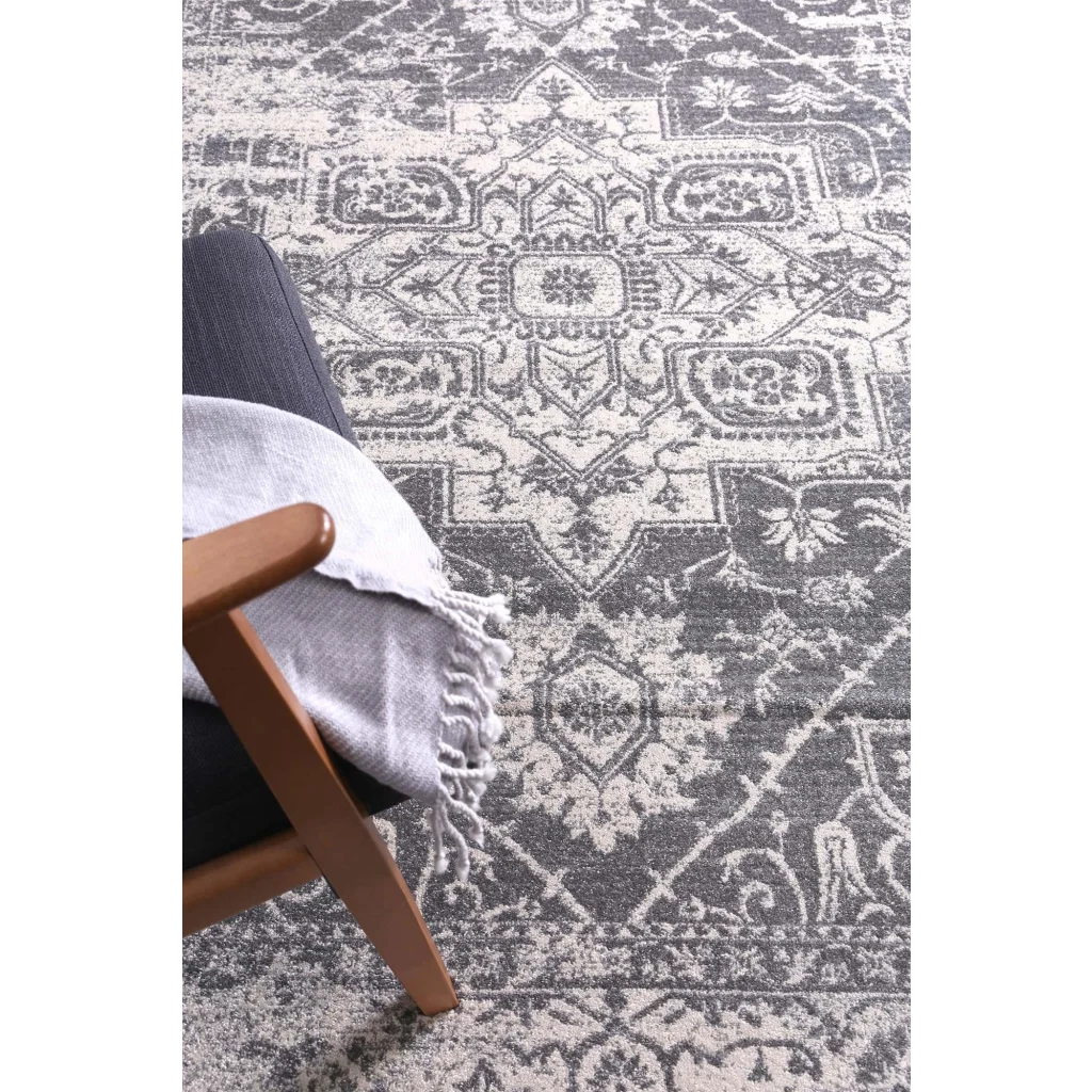 Delicate Audrey Ivory Grey Rug 240x330 - Home & Garden