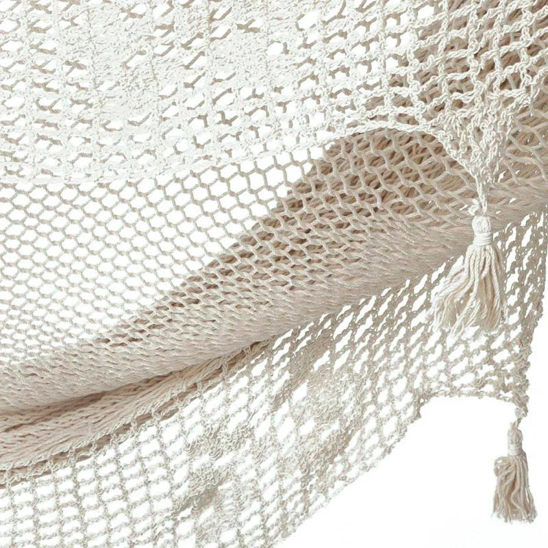 Deluxe Outdoor Cotton Mexican Hammock in Cream Colour Queen