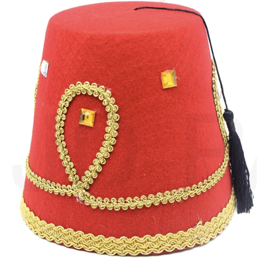 DELUXE TURKISH HAT Red Green Fez Tarboosh Dress Up Costume