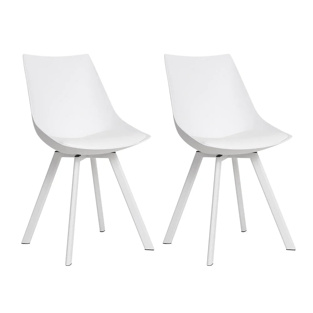 Dining Chairs Set of 2 PU Leather - White Lylette
