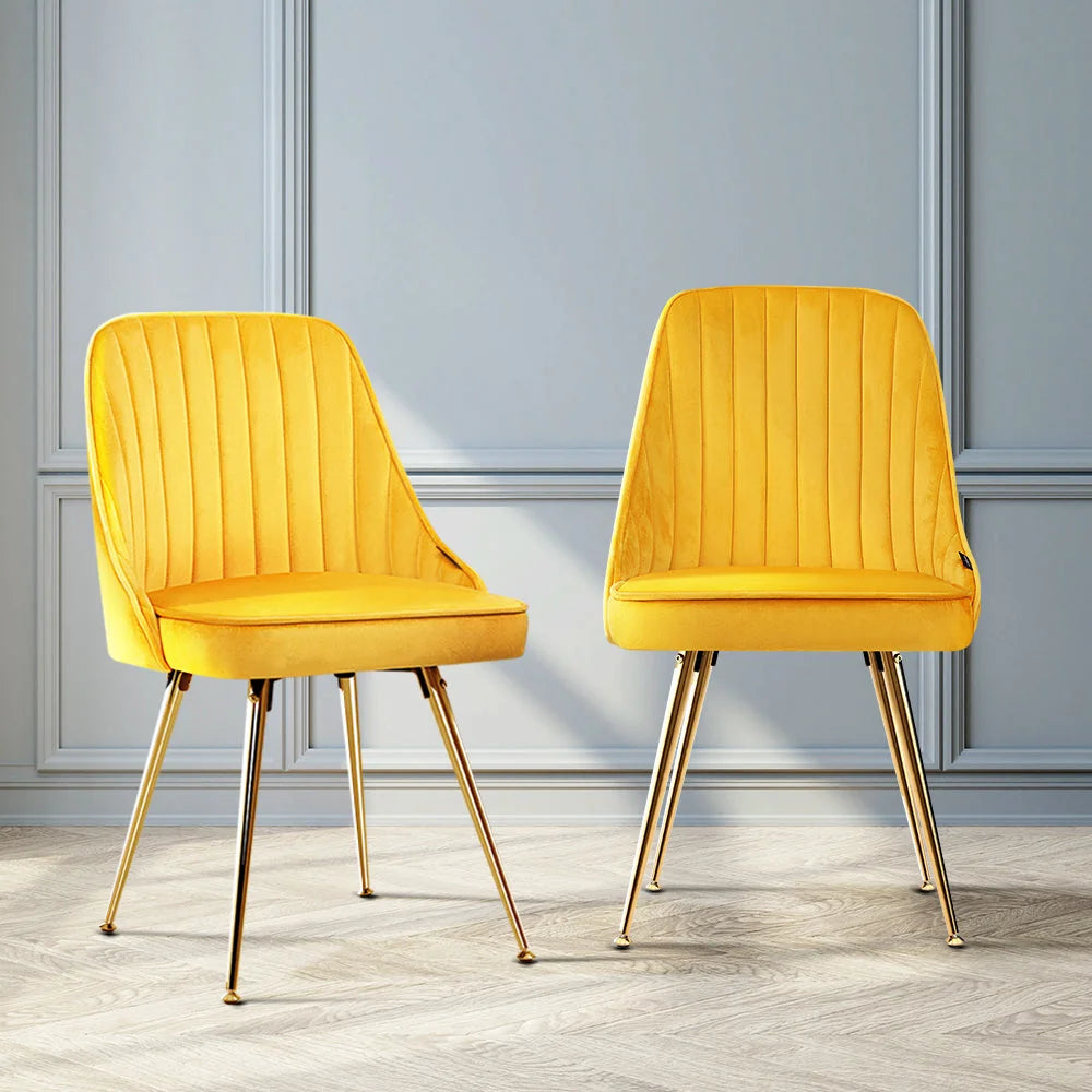 Set of two metal dining chairs