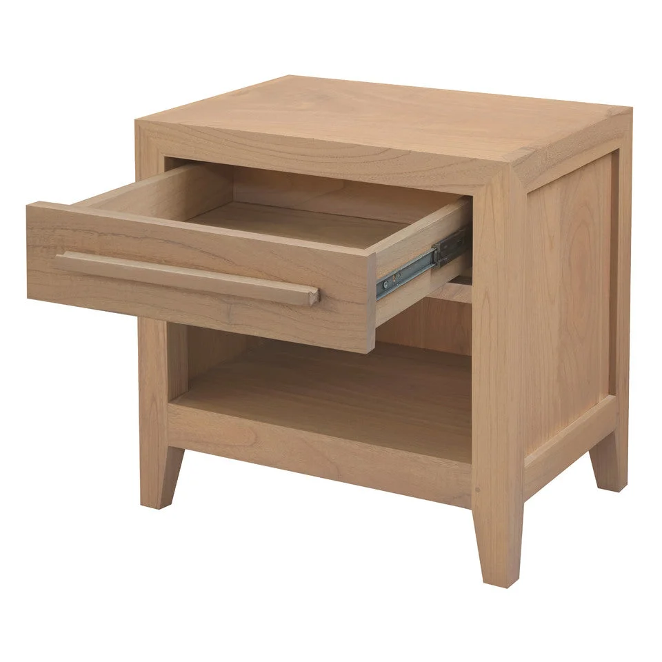 Dion 1-Drawer Solid Mindi Bedside Table - Natural