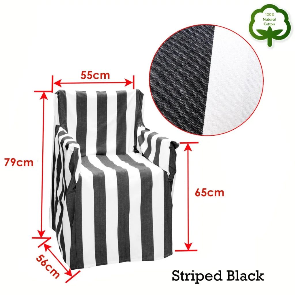 Director Chair Cover Rans 100% Cotton - Striped Black