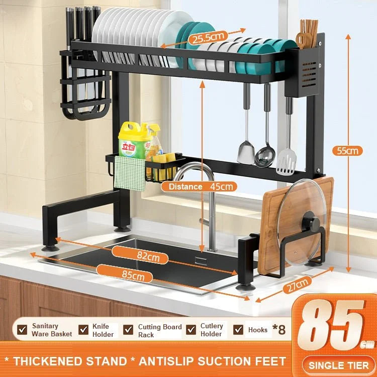 Dish Drying Rack Single Tier Over Sink Kitchen Drainer