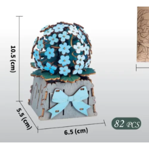 DIY 3D Wooden Pompon Flower Puzzle - 82-Piece Kids’ Craft