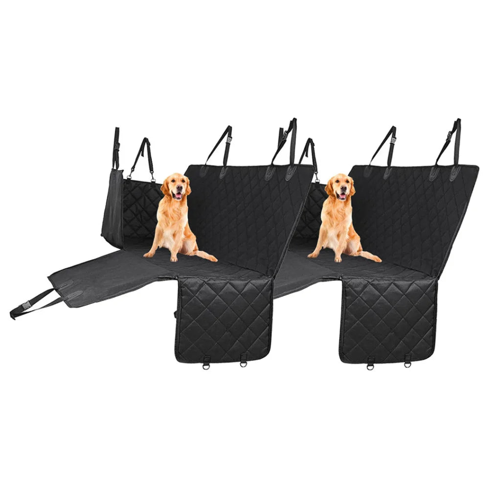 Dog Car Seat Cover Set of 2 Premium Waterproof 600D Oxford Cloth Back Seat Protector Hammock Non-Slip Pet Mat - Black