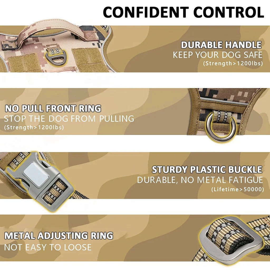 Dog Harness Tactical No Pull Adjustable Pet Military
