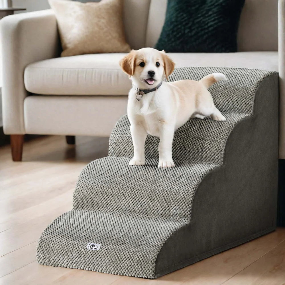 Dog Ramp Steps Foam 4 Tier Pet Stairs for Bed Sofa Car