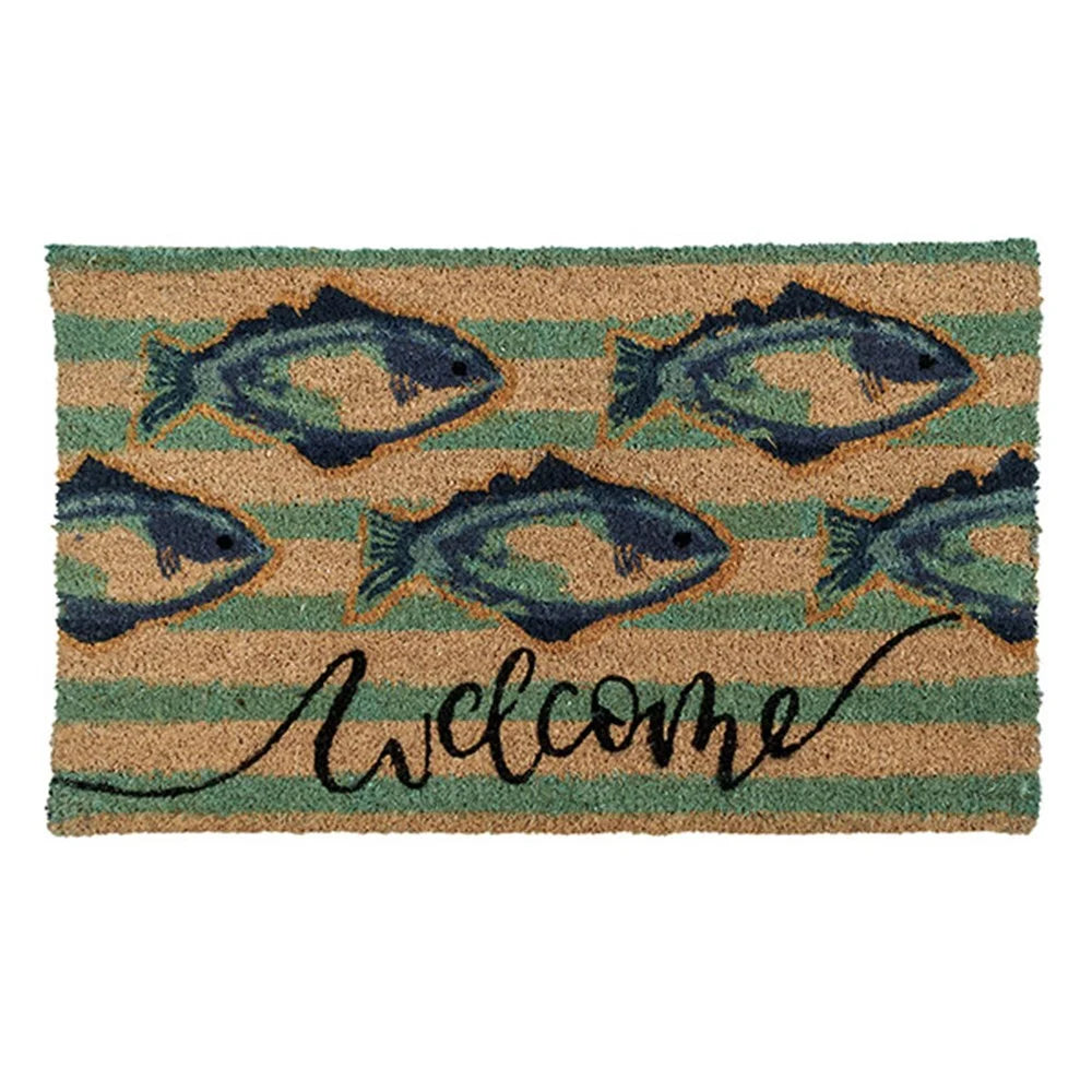 Doormat 2x Front Door Entryway Cursive Natural Coconut Coir