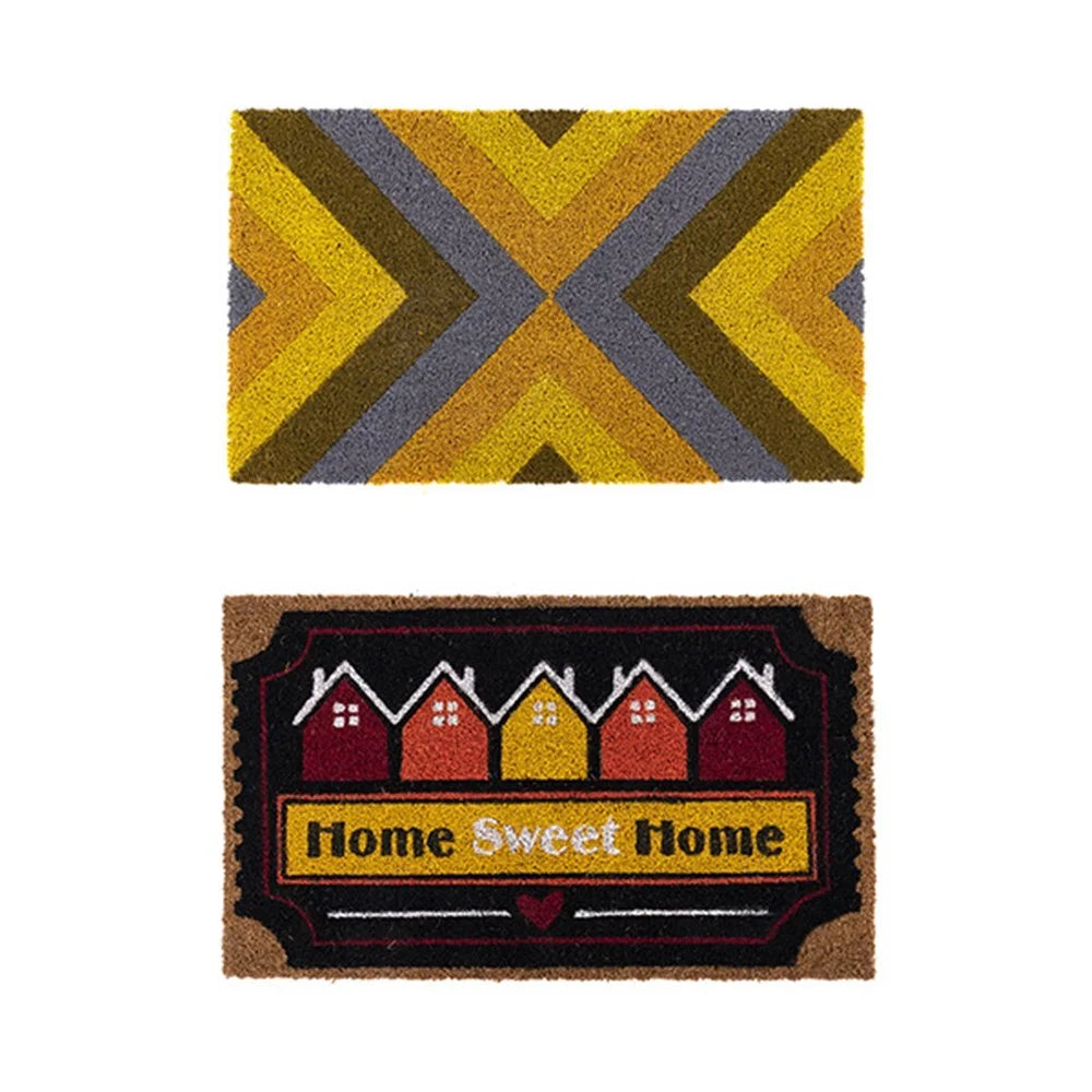 Doormat Set of 2 for Front Door Entryway Cursive Natural