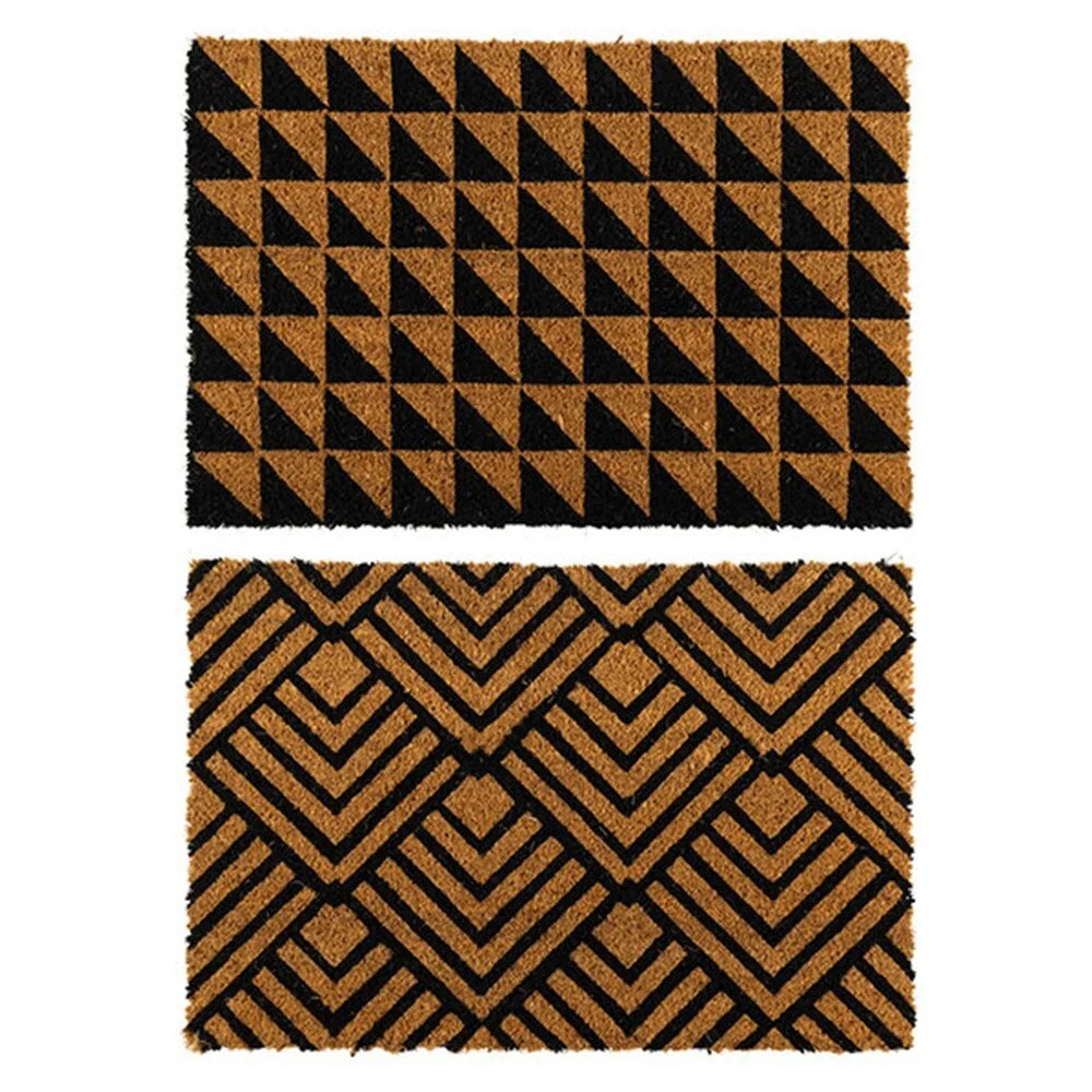 Doormat Set of 2 for Front Door Entryway Cursive Natural
