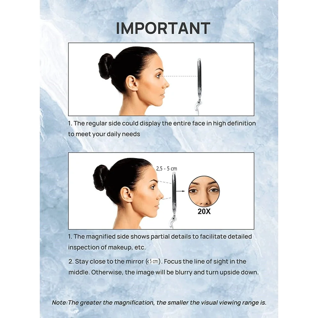 Double-Sided 1X/20X Magnifying Foldable Makeup Mirror