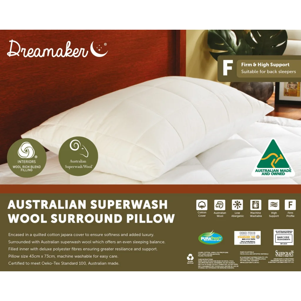 Dreamaker Australian Superwash Surround Pillow - Home &