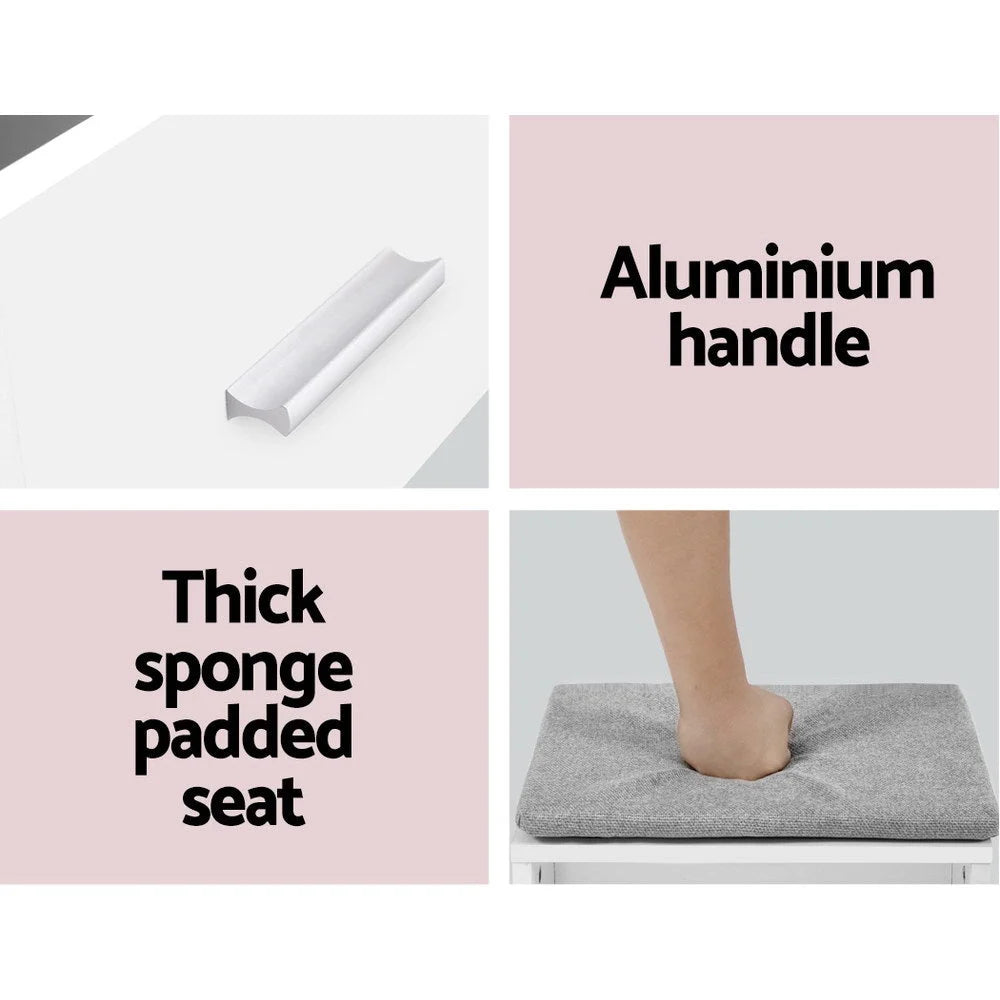 Dressing Table with Mirror and Stool Jewellery Cabinet