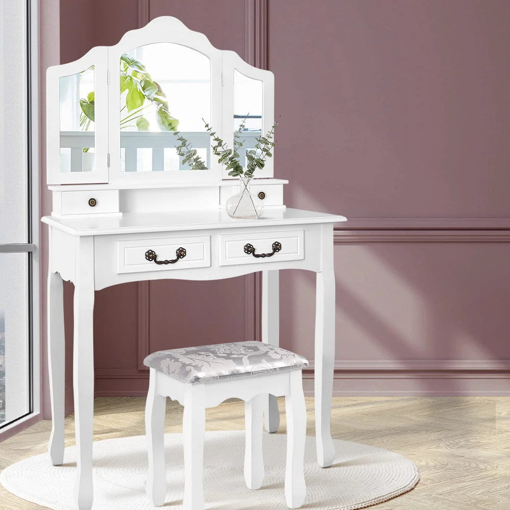 Dressing Table with Mirror White - Bedroom