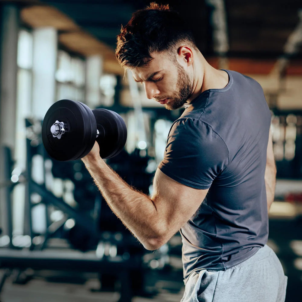 Dumbbell Set 25KG Weight Plates Home Gym Fitness Exercise