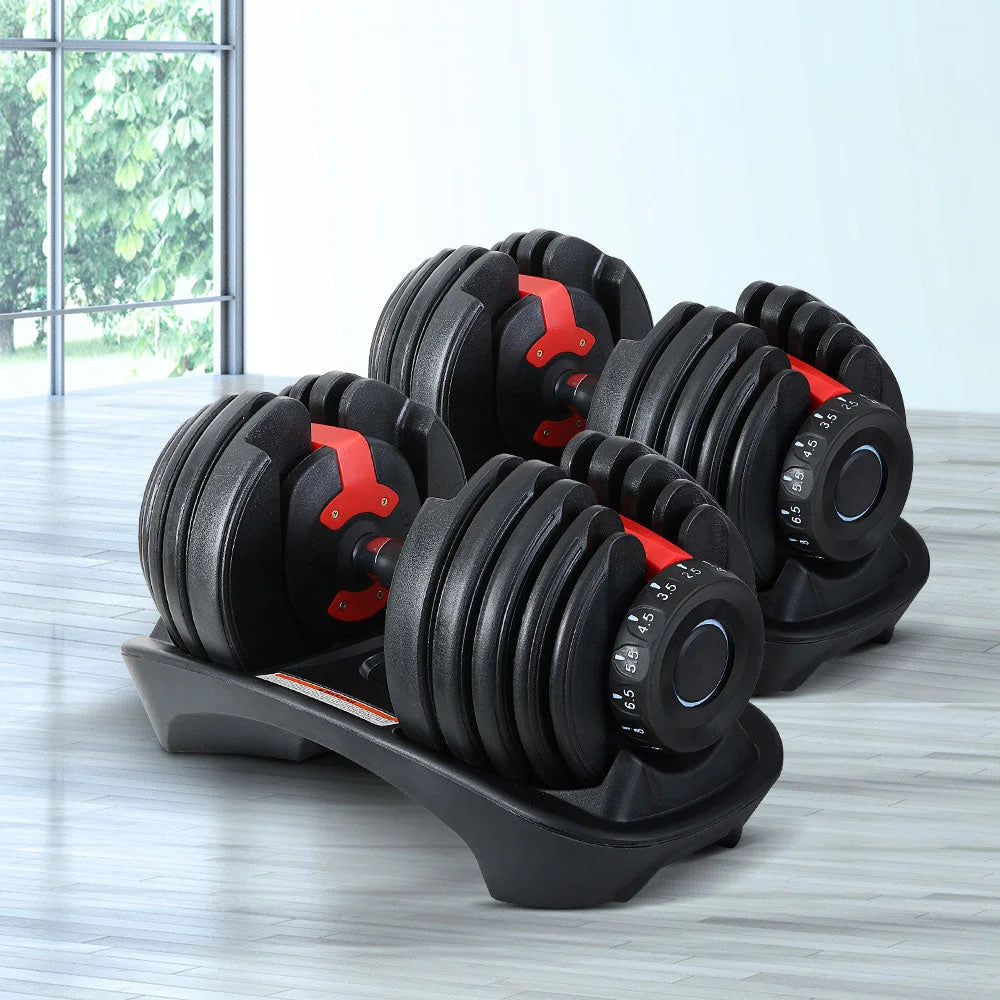Dumbbells Adjustable 24kg Weight Plates Home Gym - 2PCS