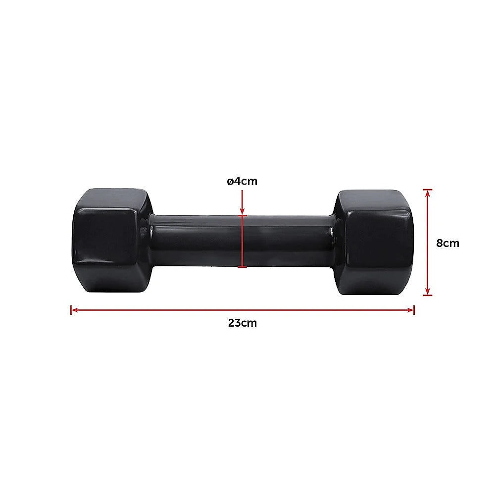Dumbbells Pair 5KG PVC Hand Weights Rubber Coated - Fitness