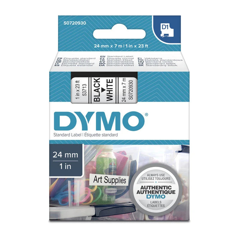 DYMO Black on White Tape 24mm x 7m