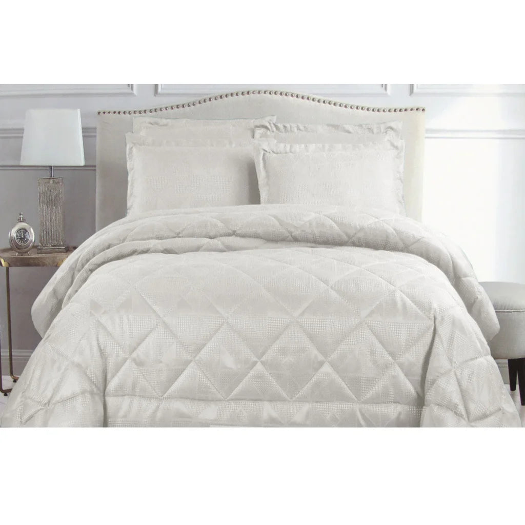 Eli Jacquard Comforter Set Queen White - Hotel Living