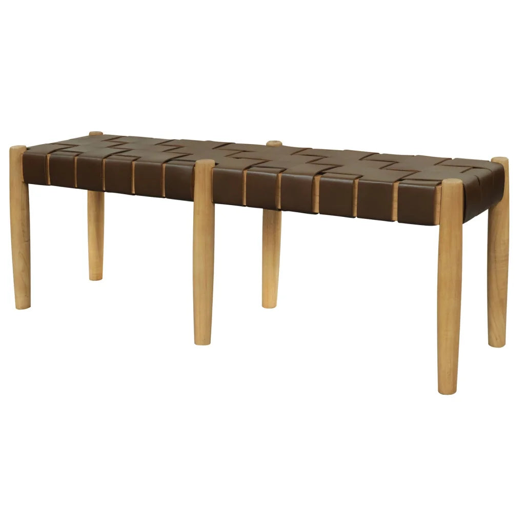 Elliot Leather Bench (Natural) - Furniture > Living Room >