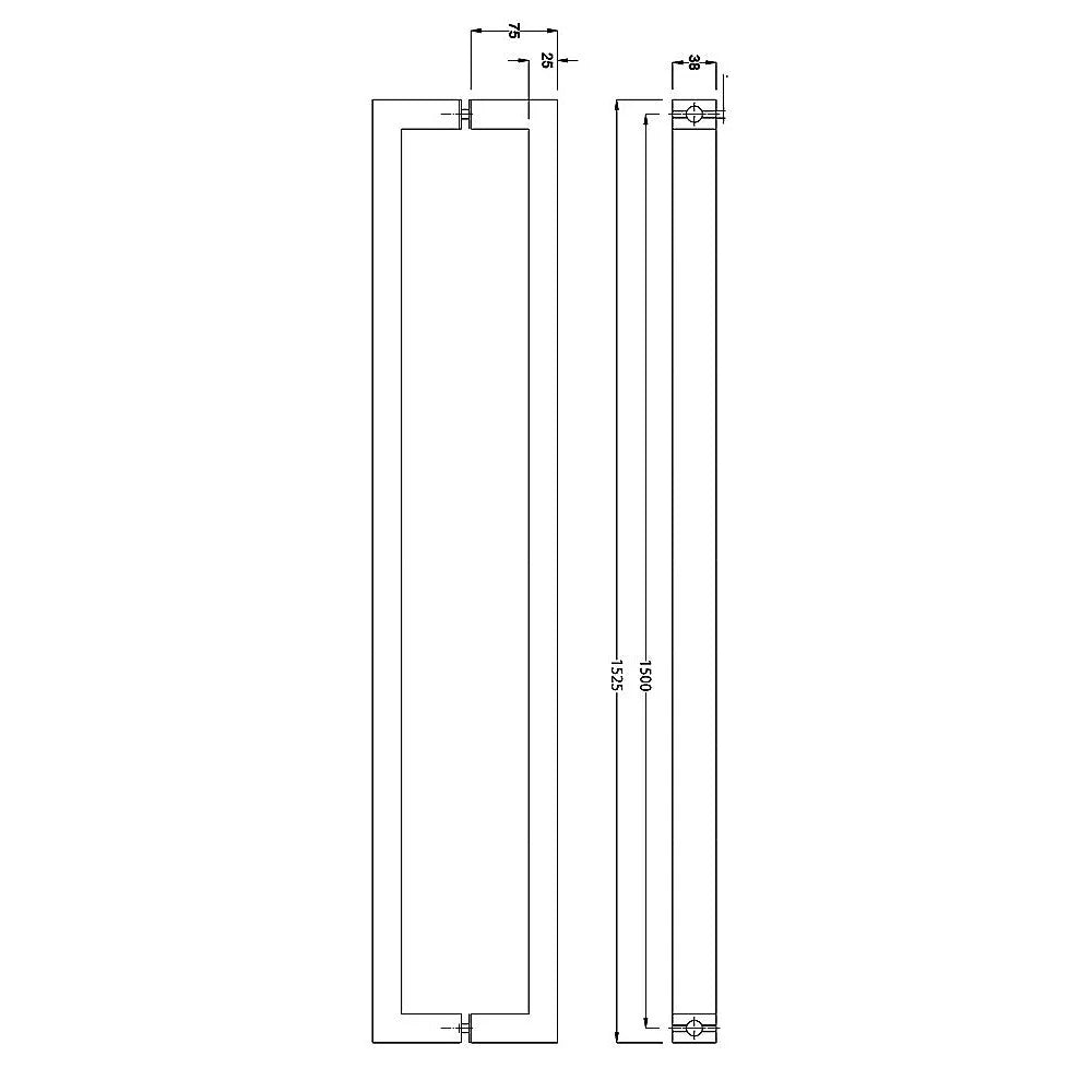 Entrance Door Pull Handle Brushed Satin - 1500MM - Home &