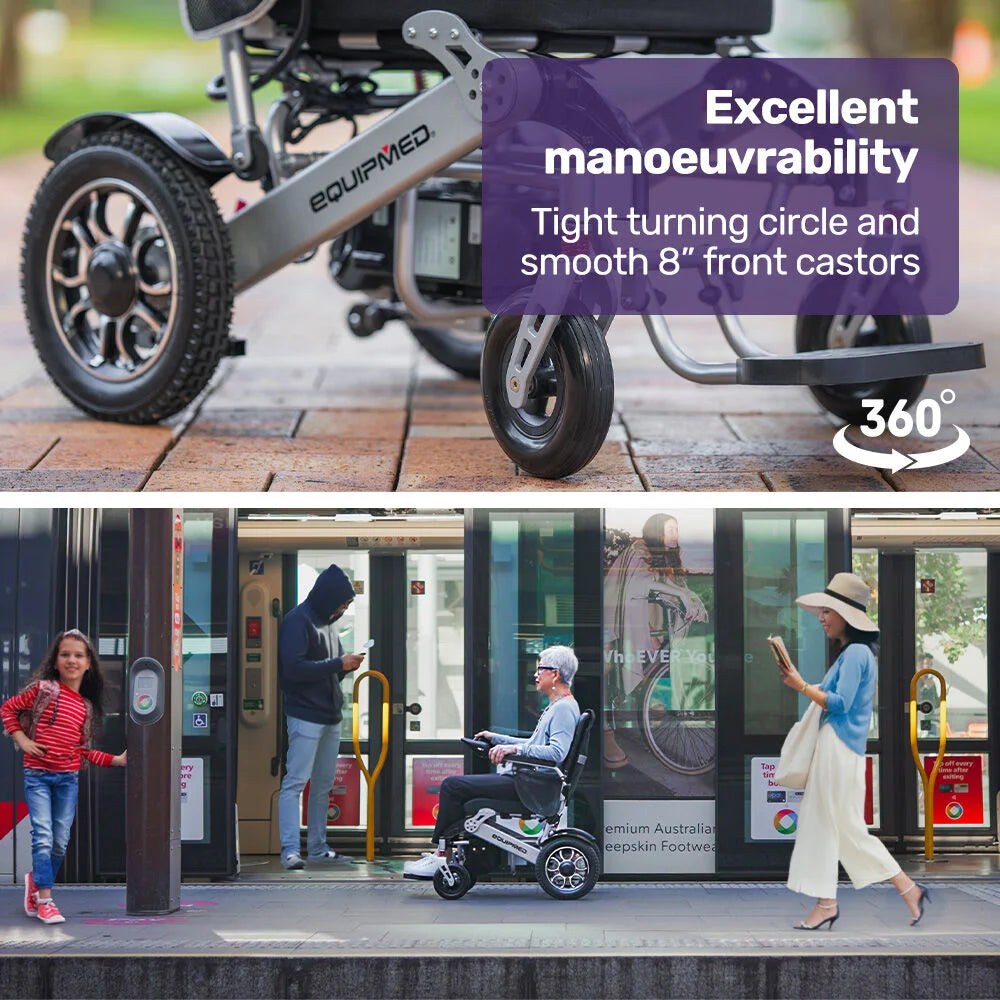 EQUIPMED Power Electric Wheelchair Airline Approved Wheel