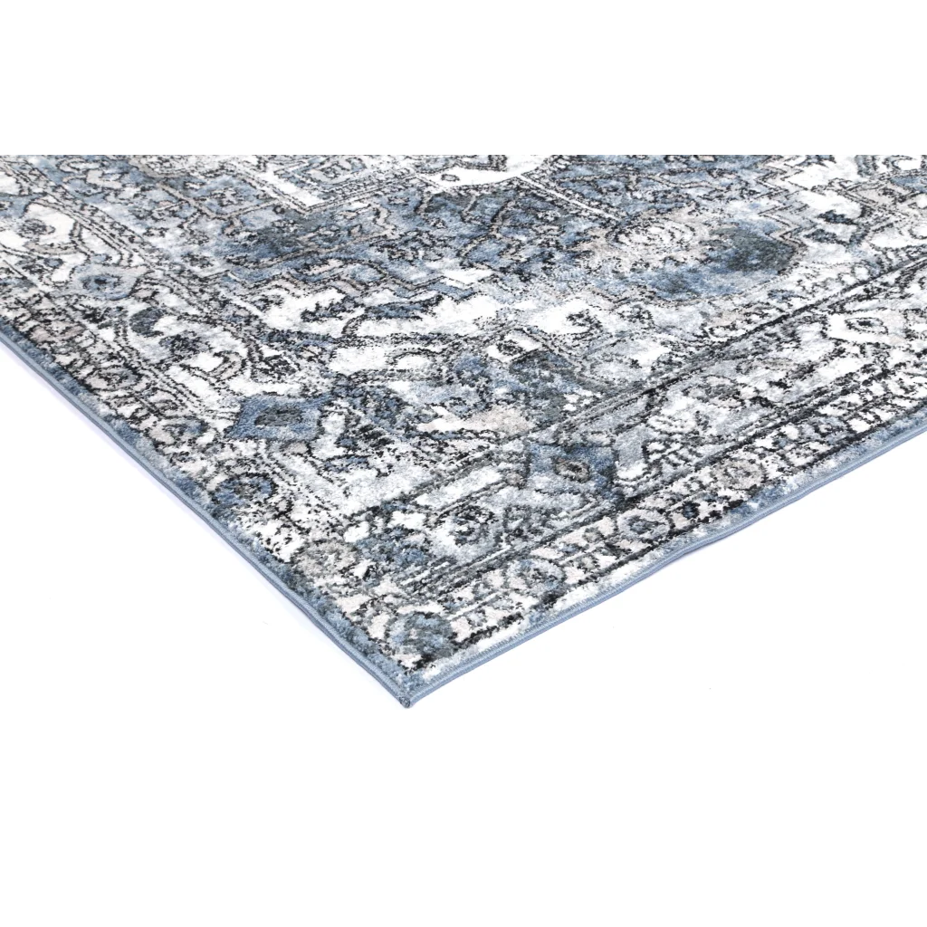Blue 80x150 floor rug with patterned floor design