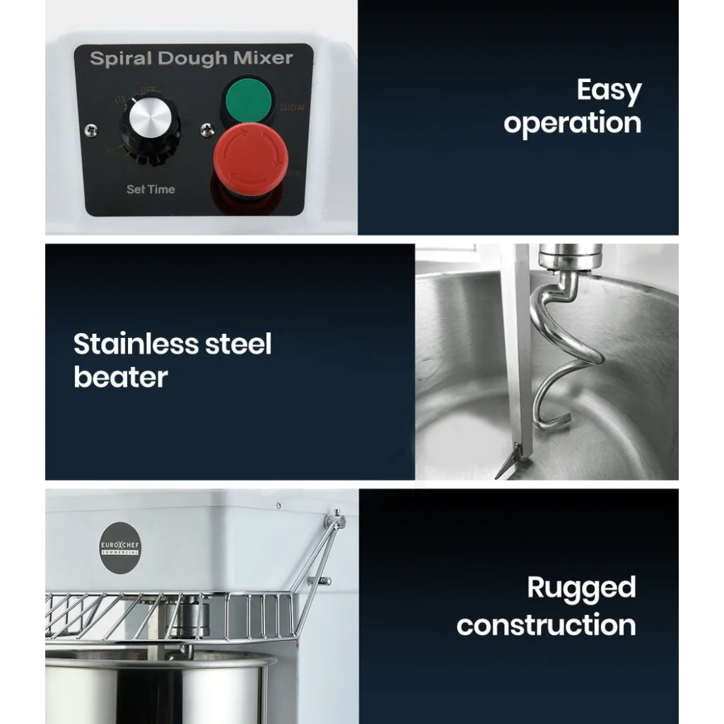 EUROCHEF 10L Spiral Dough Mixer Commercial Machine Bakery