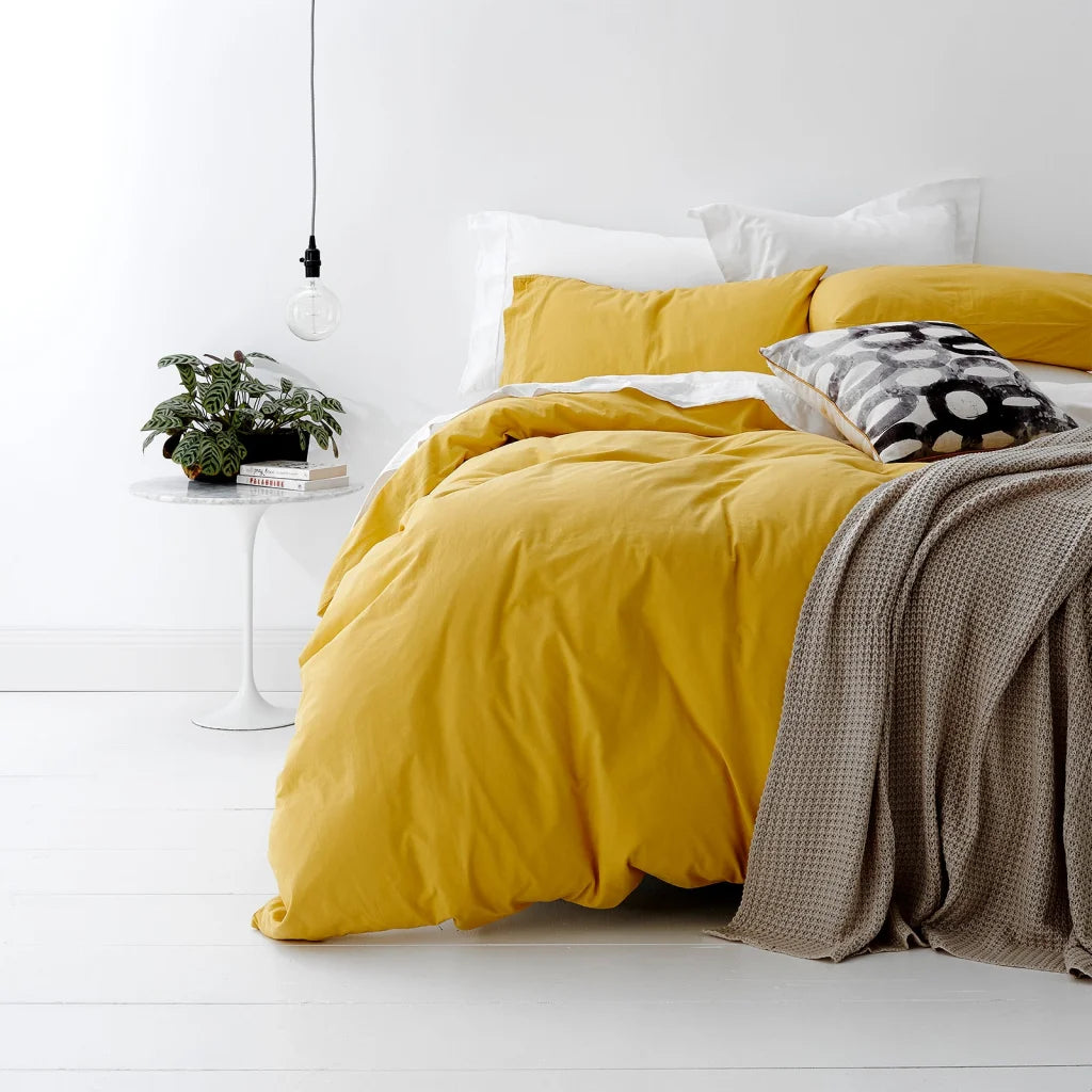 European Vintage Washed Cotton Misted Yellow Quilt Cover