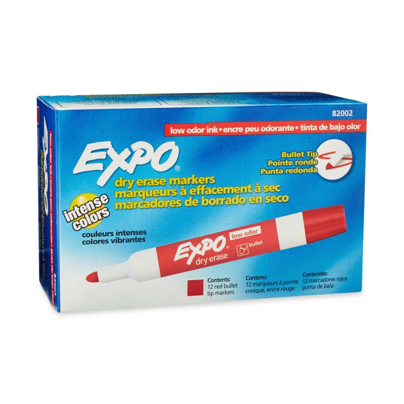 EXPO Whiteboard Marker Bullet Tip Red - Box of 12
