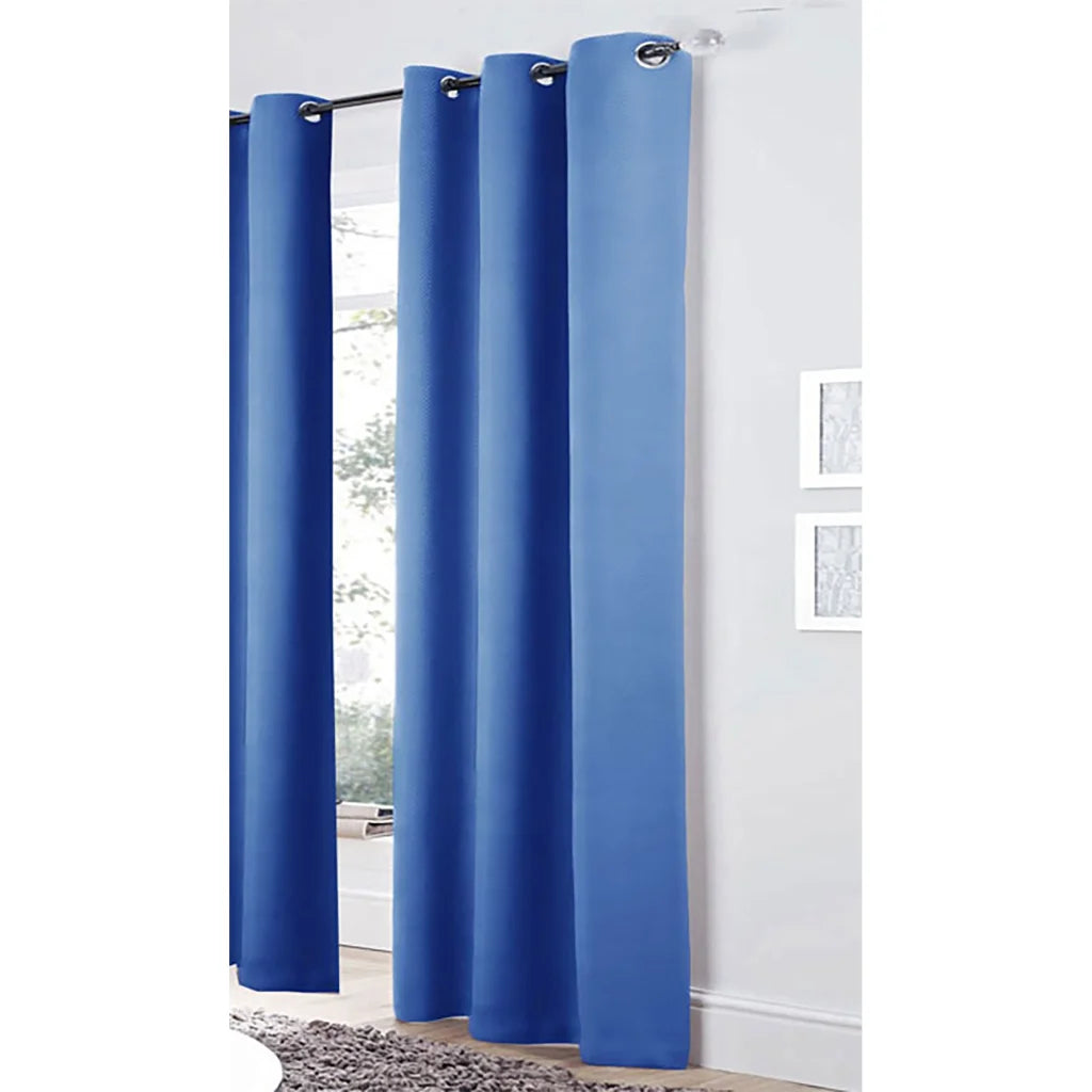 Eyelet Curtains Bloomington Easy Care Blue Pair 120 x 221