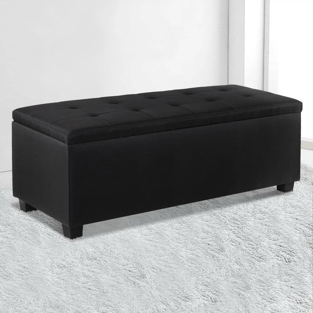 Fabric Storage Ottoman (Large) Black - Bedroom