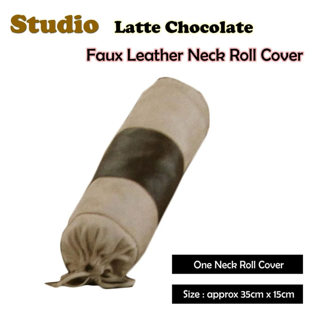 Faux Leather Neckroll Cover Studio Latte Chocolate