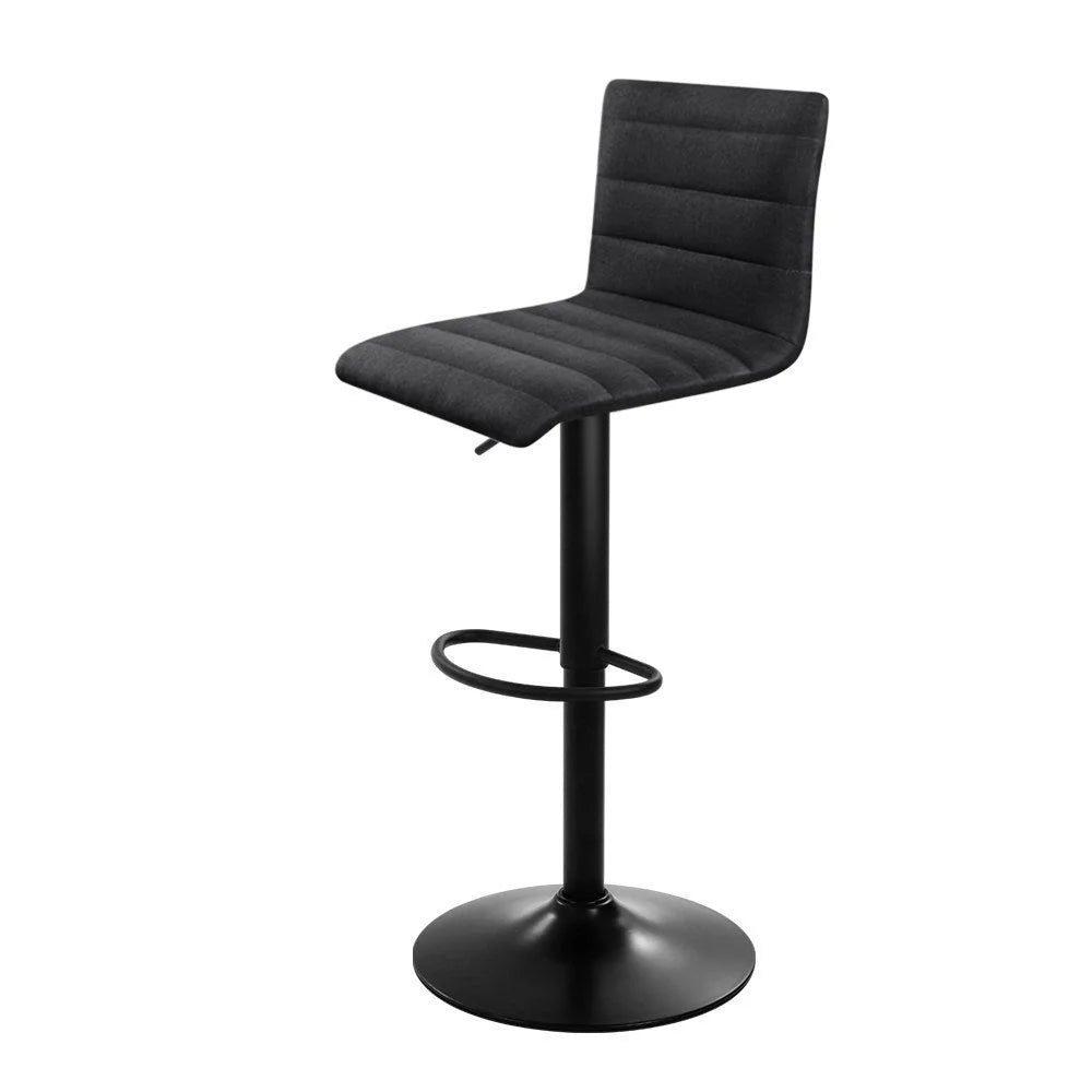 Faux Linen Bar Stools Set of 2 Black chairs