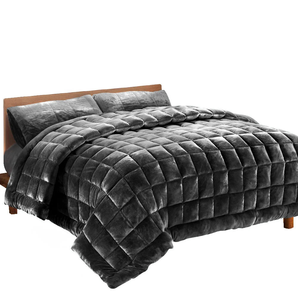 Faux Mink Quilt Comforter Throw Blanket