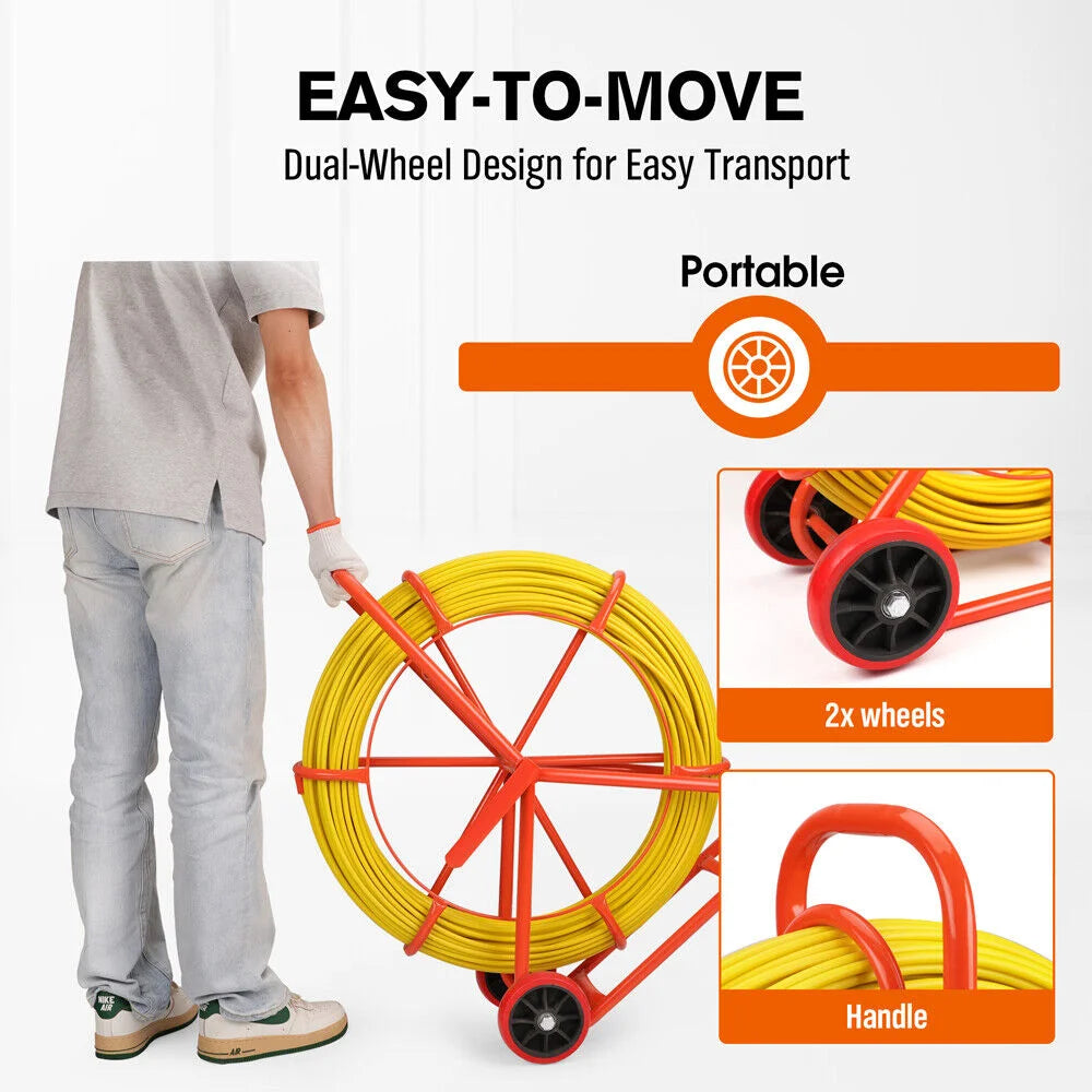 Fish Tape Puller 150M x 8MM Fiberglass Wire Cable Running