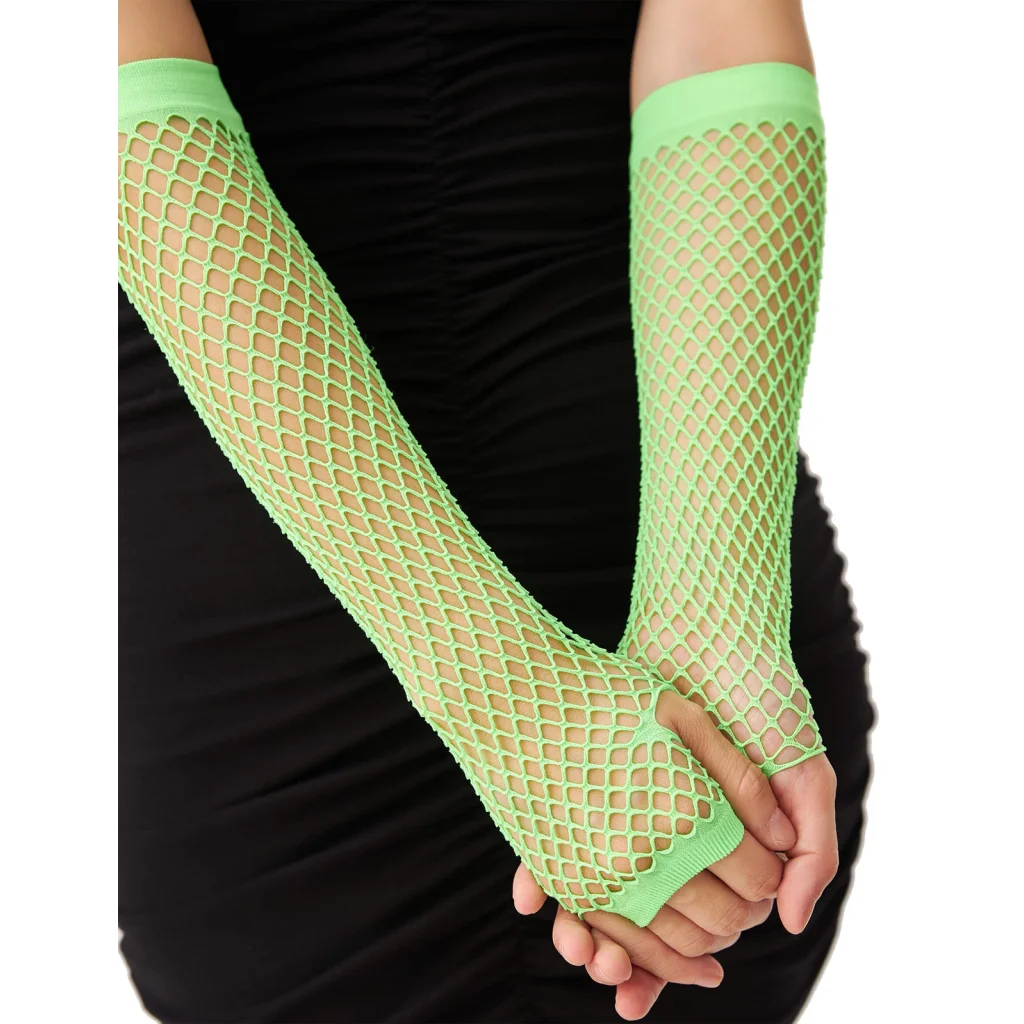 FISHNET GLOVES Fingerless Elbow Length 70s 80s Womens