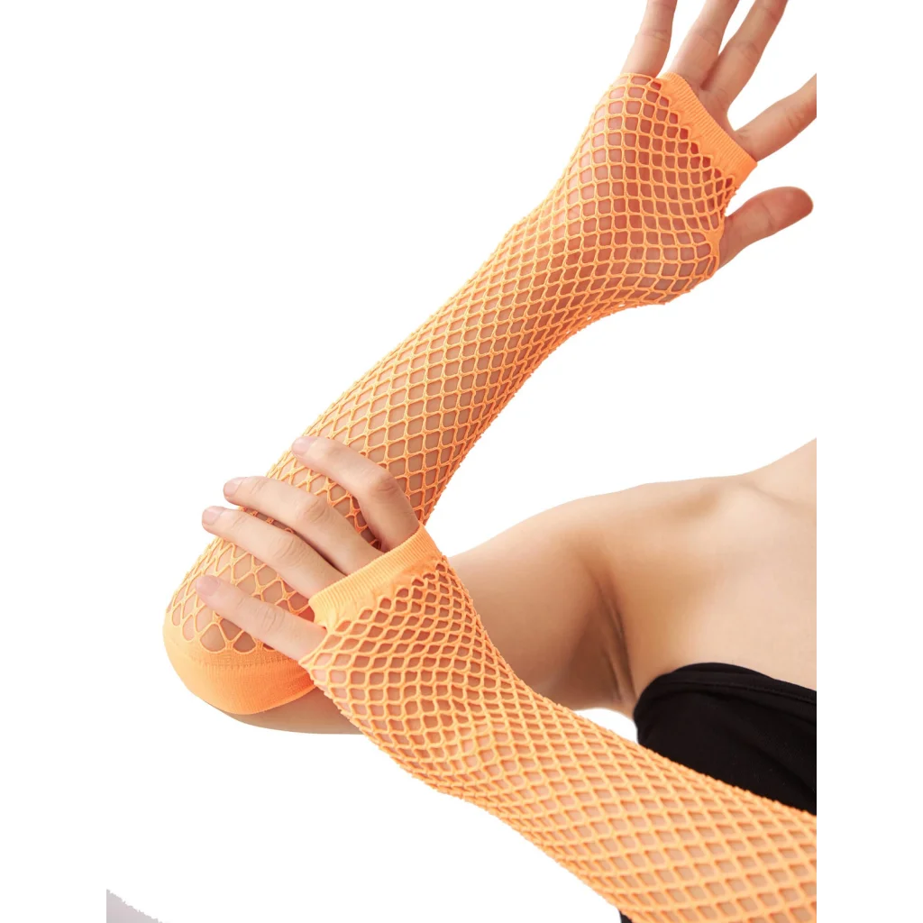 FISHNET GLOVES Fingerless Elbow Length 70s 80s Womens