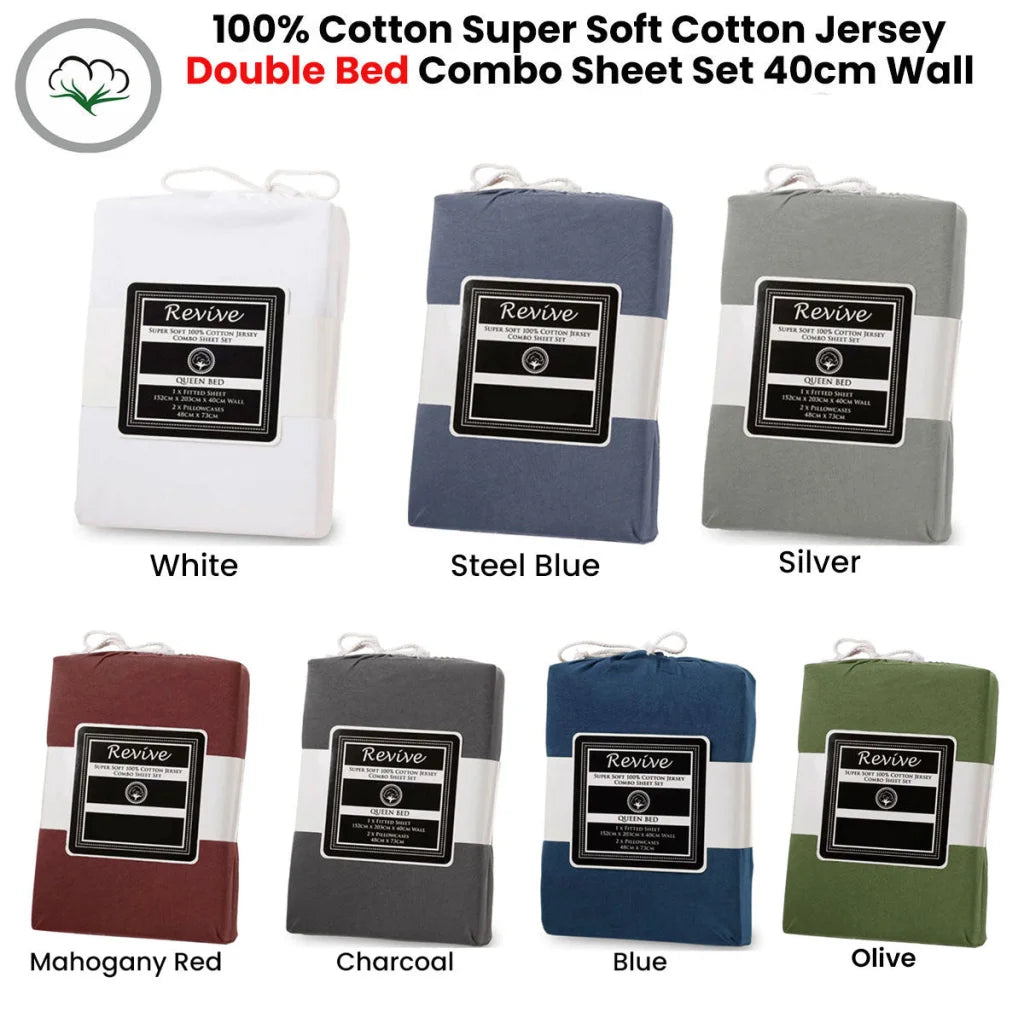 Fitted Sheet Combo Set Double Revive 100% Cotton Jersey