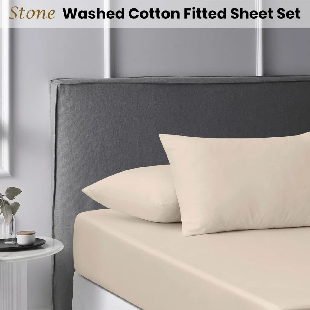 Fitted Sheet Set King Accessorize Stone Washed Cotton